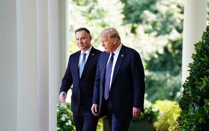  Andrzejus Duda (kairėje) ir Donaldas Trumpas