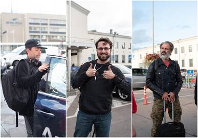 David Faustino (iš kairės), Rob DenBleyker ir Steven Ogg