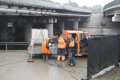 Pradžia: geležinkelininkai rekonstruos viaduką virš Herkaus Manto gatvės – vakar vyko paruošiamieji darbai.