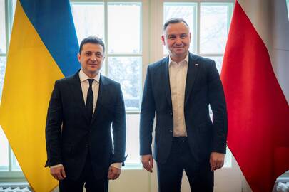 Volodymyras Zelenskis ir Andrzejus Duda 