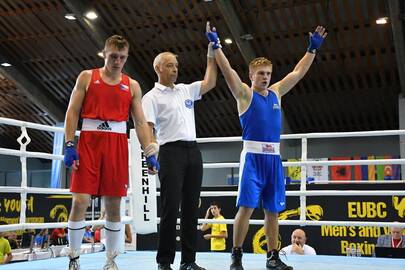 Europos čempionato medalį G.Savickui (dešinėje) garantavo pergalė ketvirtfinalyje prieš čeką M.Schejbalą