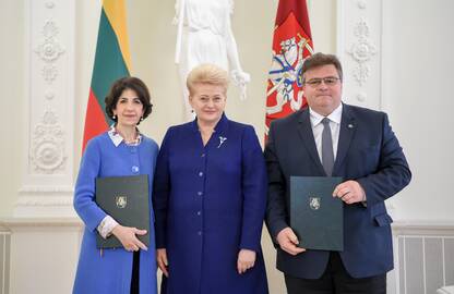 F. Gianotti, D. Grybauskaitė ir L. Linkevičius