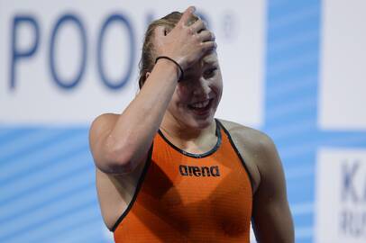 R.Meilutytė, jau atrankos plaukime pagerinusi iškart tris rekordus, neslėpė emocijų