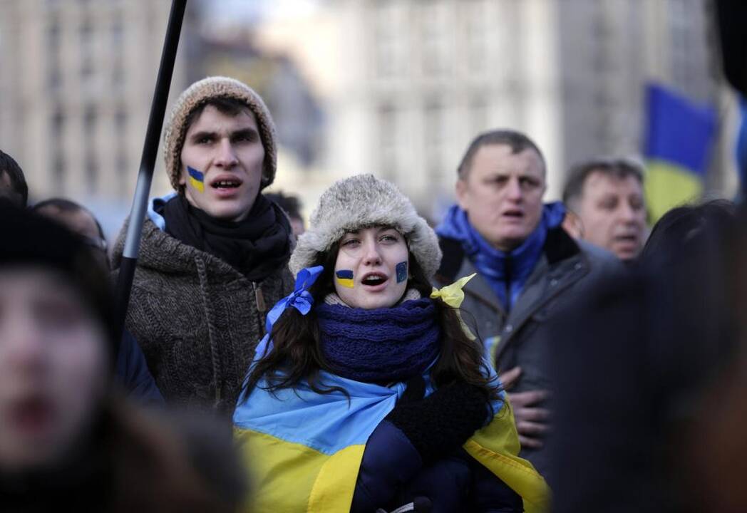 Ukrainos sostinėje - protestai ir gyva grandinė