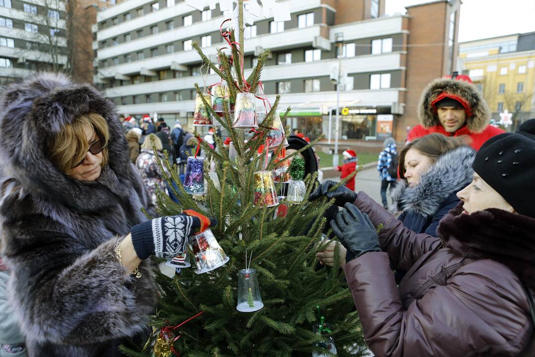 100 eglučių Atgimimo aikštėje puošimas