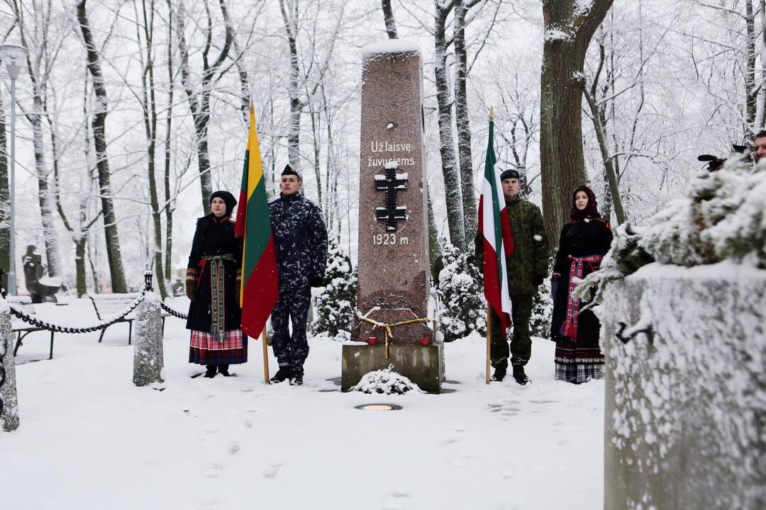 Žuvusiųjų pagerbimo ceremoniją prie paminklo 1923 m. sukilimo dalyviams