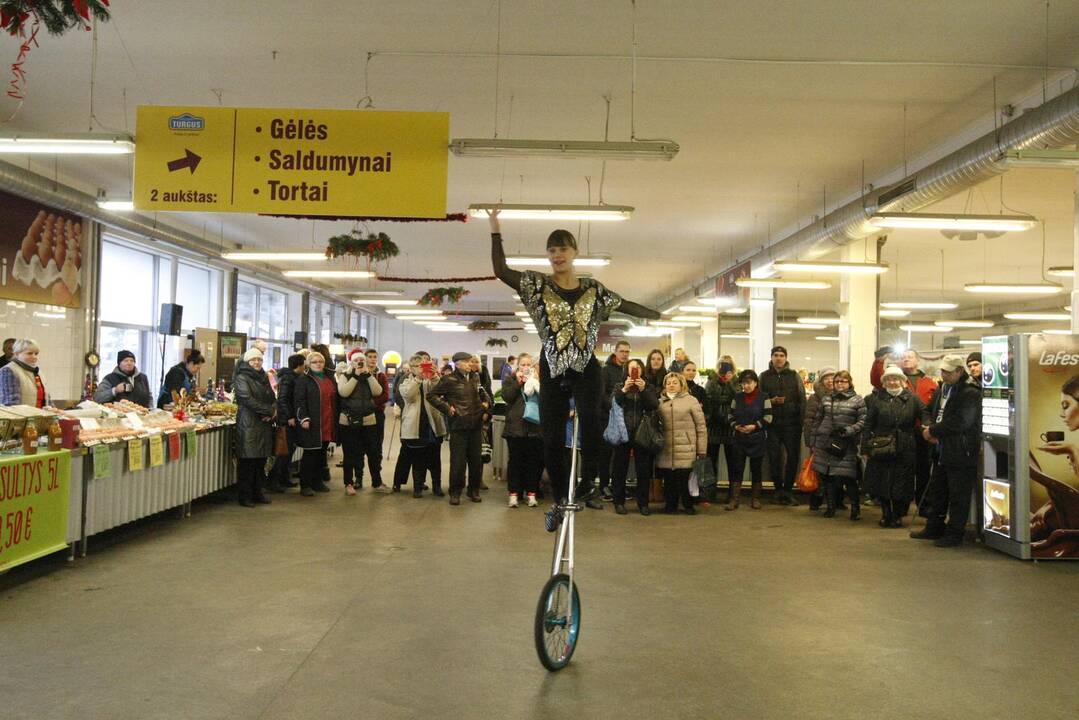 Klaipėdos Naujajame turguje lankėsi cirko artistai 