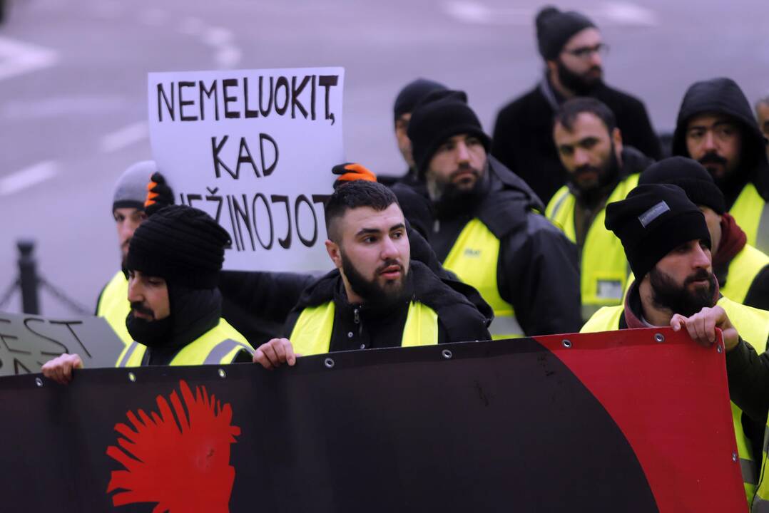 S. Dariaus ir S. Girėno stadioną stačiusių turkų protesto akcija