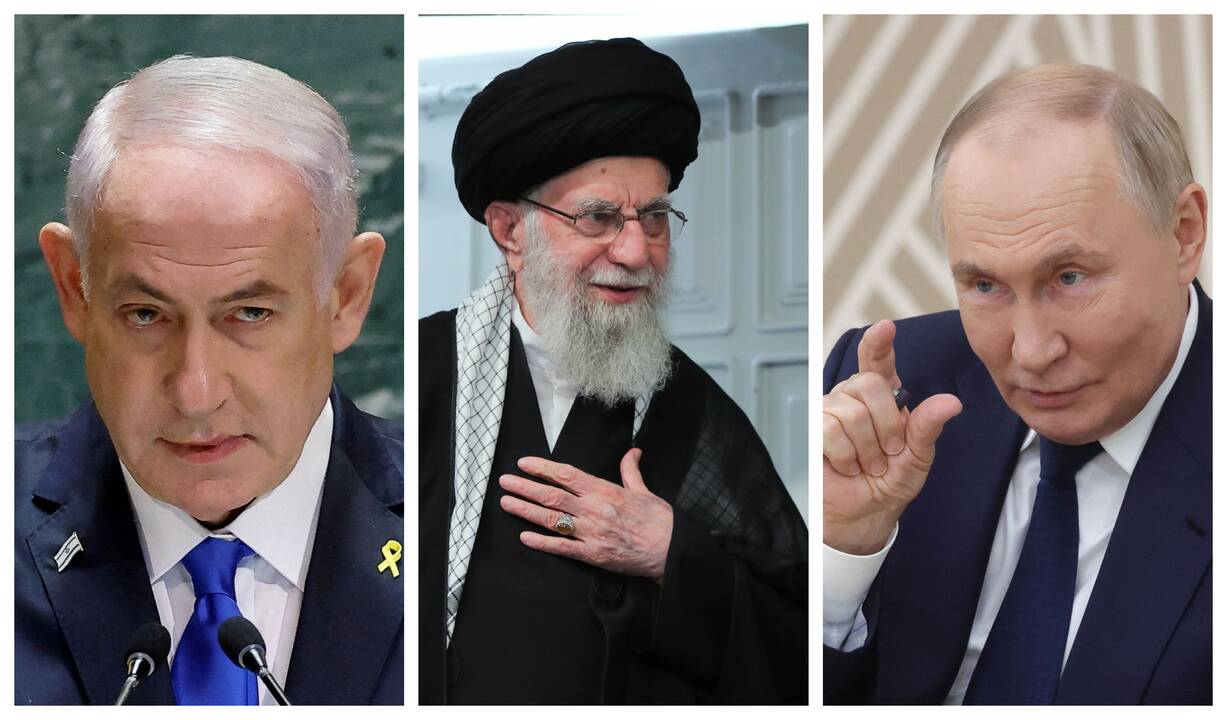 Benjaminas Netanyahu, Ali Khamenei ir Vladimiras Putinas