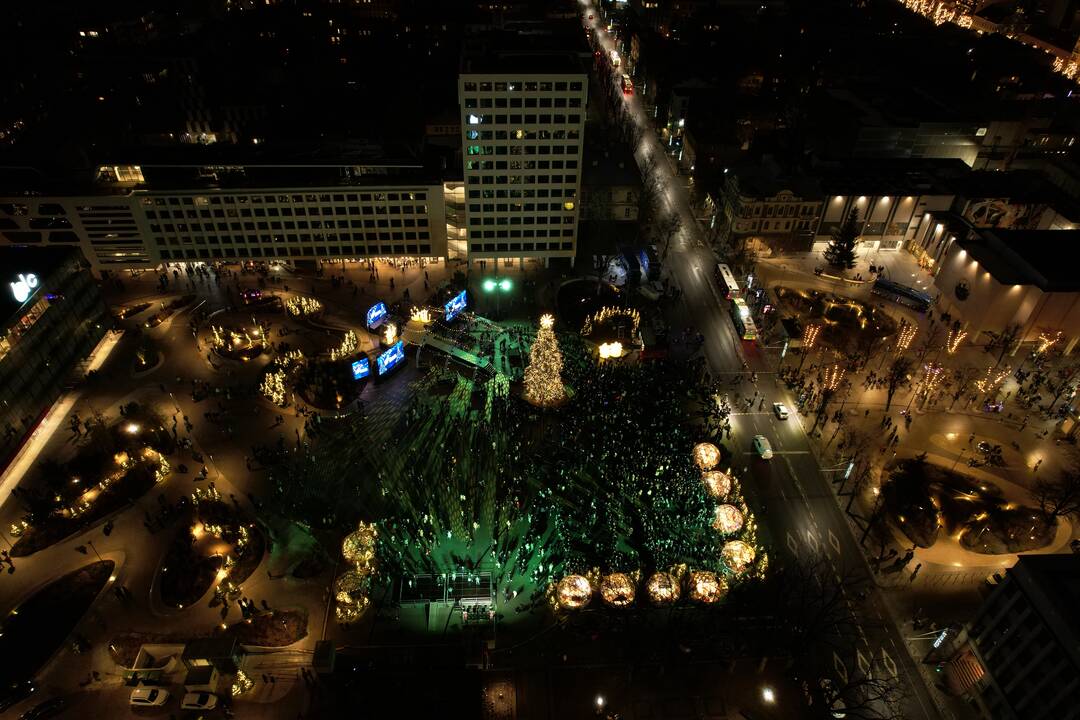 Kalėdinė Kauno eglė – iš paukščio skrydžio