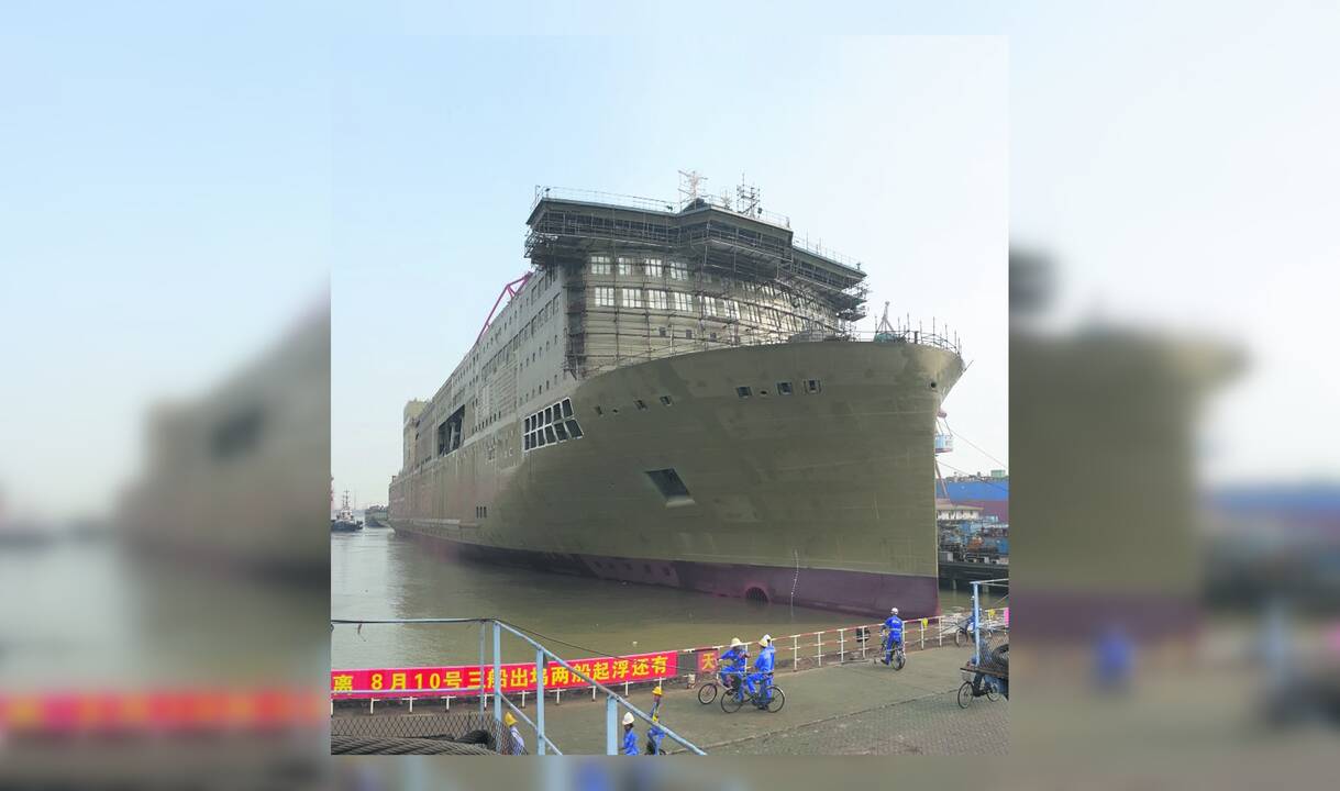 Statyba: didingai ant vandens atrodo naujasis DFDS keltas, kuris kursuos iš Klaipėdos.    