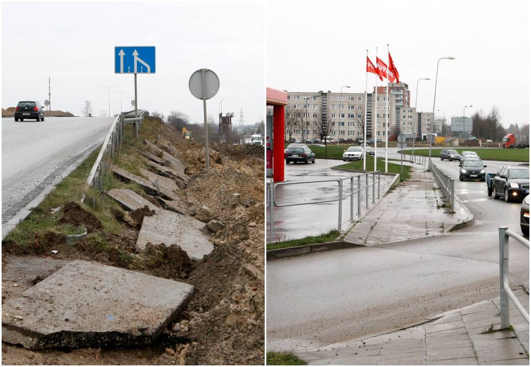 Pavojai: ties įvaža į prekybos centro aikštelę vairuotojai priversti lėtinti greitį ir manevruoti itin atsargiai.