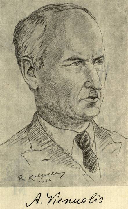 Dviese: A. Žukauskas-Vienuolis su sūnumi Stasiu, tuo metu tarnavusiu Lietuvos kariuomenėje. Kaunas. 1937. VŽM 4957