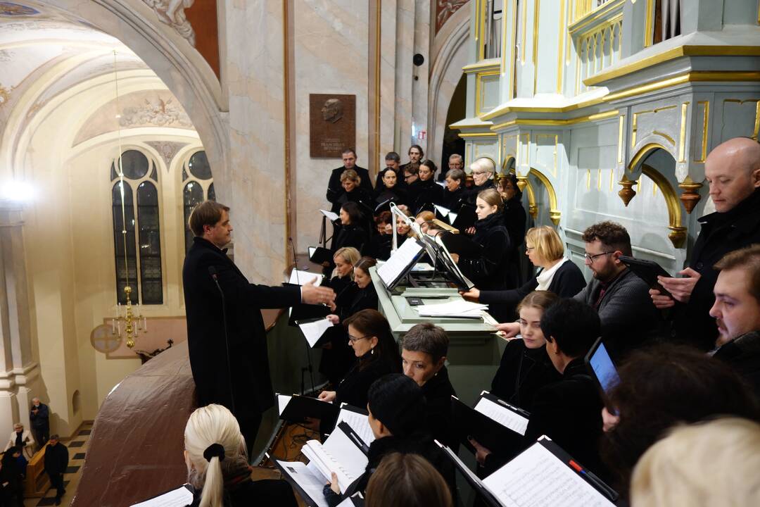 Festivalyje: „Iš arti“ dalyvavusio K. Variakojo diriguojamo Lietuvos simfoninio pučiamųjų orkestro, G. Gelgotės koncerto akimirka.