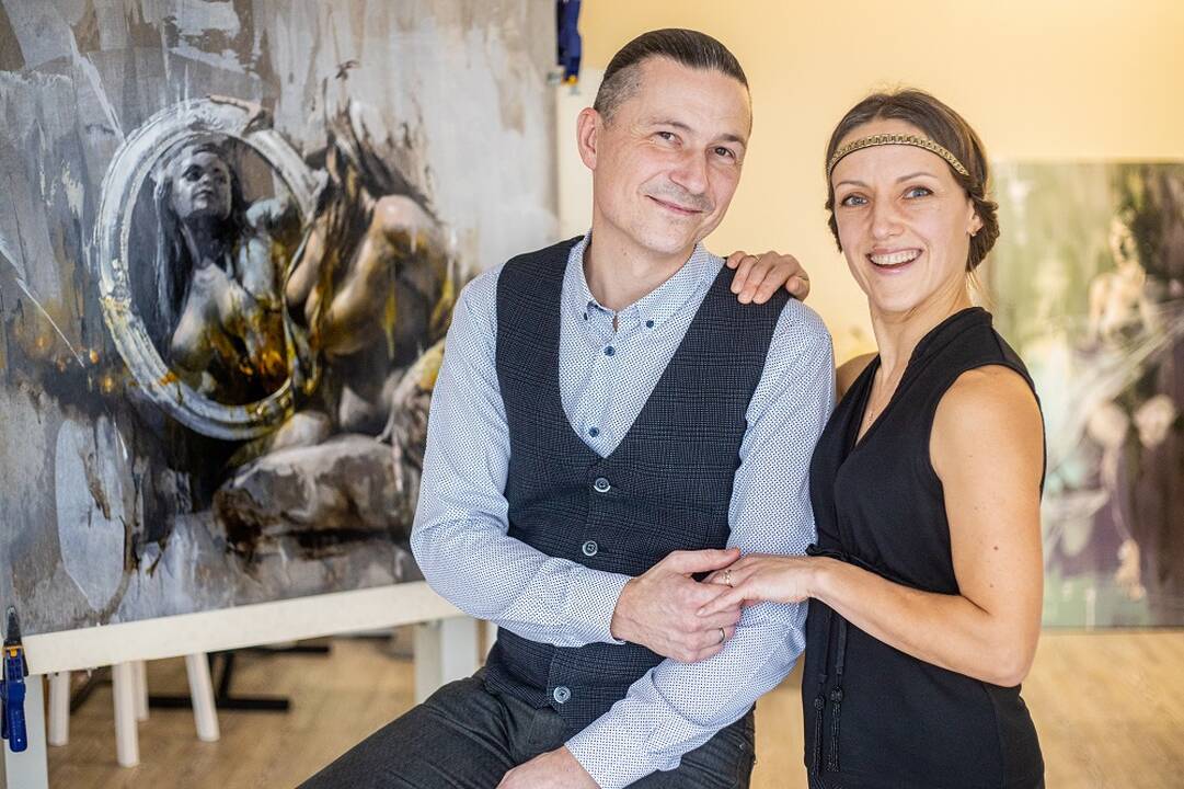 Tandemas: žmona Gintarė – Jono įkvepėja ir didžiausia jo darbų gerbėja.