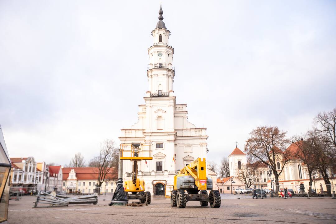 Prasidėjo Kauno eglutės montavimo darbai