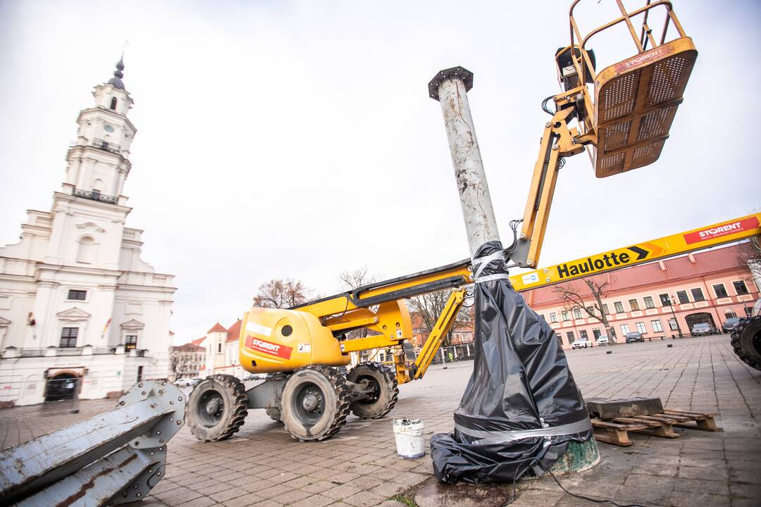 Prasidėjo Kauno eglutės montavimo darbai