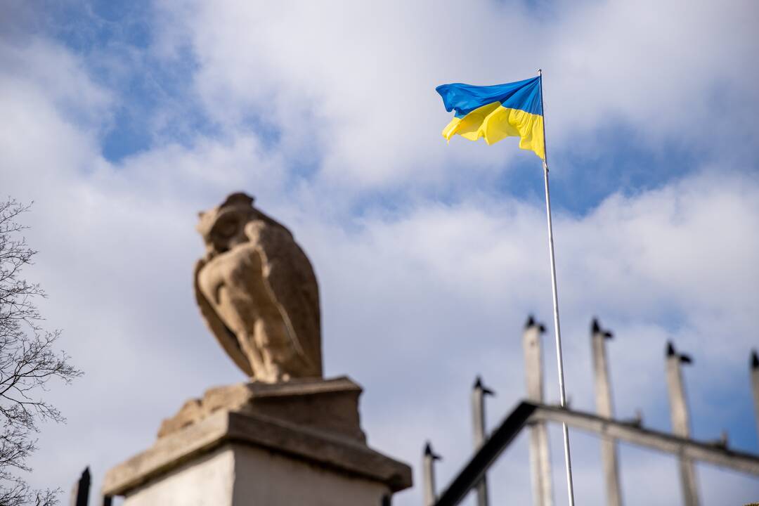 Ant Pelėdų kalno suplevėsavo Ukrainos vėliava