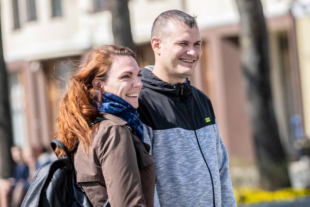 Kauniečiai džiaugėsi pavasarišku sekmadieniu