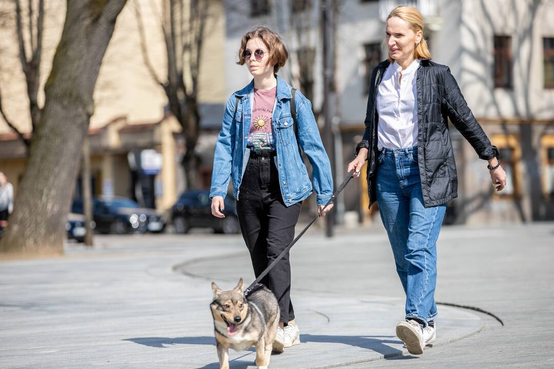 Kauniečiai džiaugėsi pavasarišku sekmadieniu