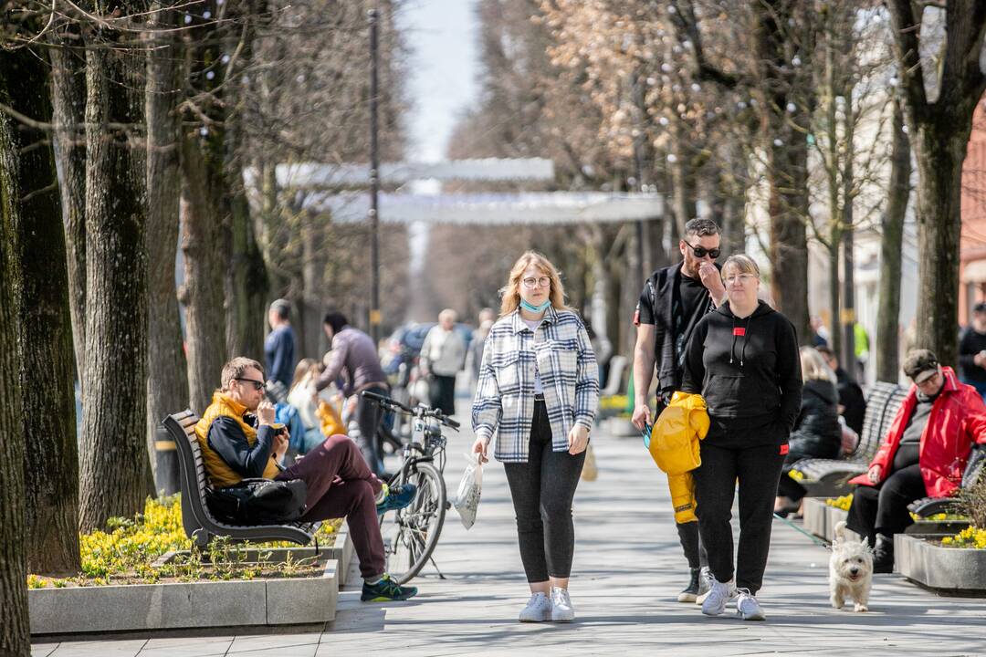 Kauniečiai džiaugėsi pavasarišku sekmadieniu