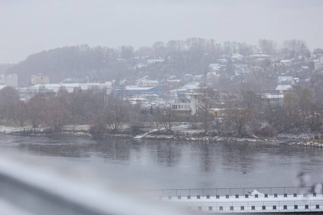 Kauną nuklojo balta sniego skraistė