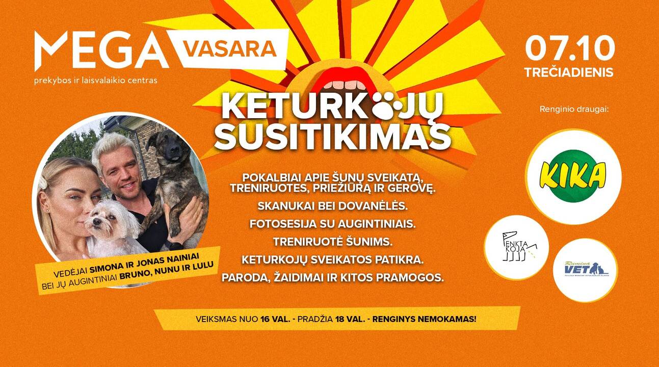Jonas ir Simona Nainiai su savo keturkojais augintiniais.