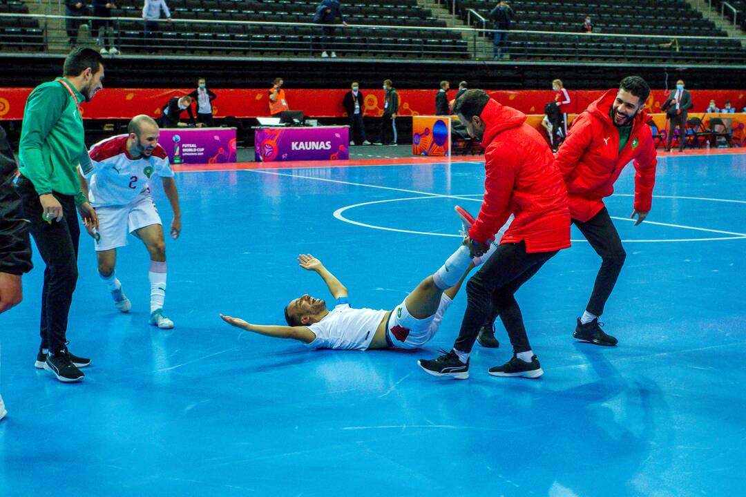 Euforija: Maroko futbolininkai ir sirgaliai "Žalgirio" arenoje emocingai šventė istorinę pergalę.