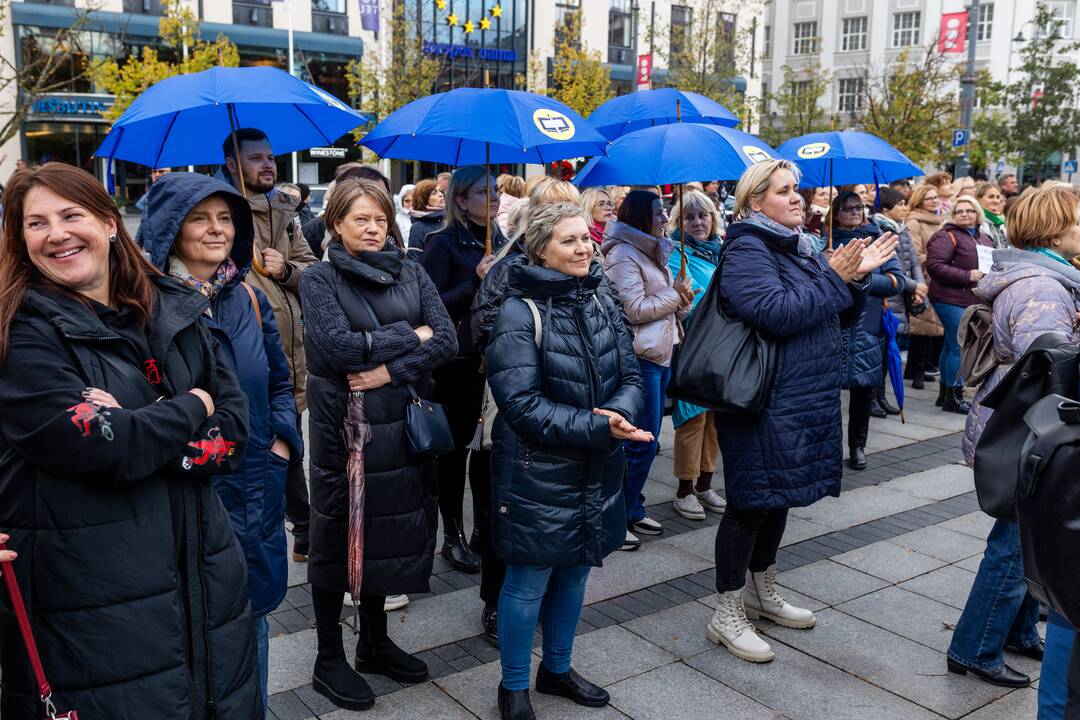 Mokytojų streikas prie Vyriausybės