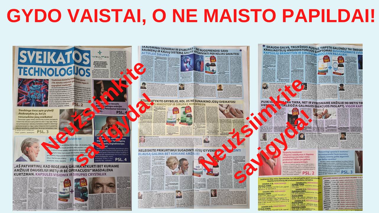Ragina neapsigauti: ligas gydo vaistai, o ne maisto papildai