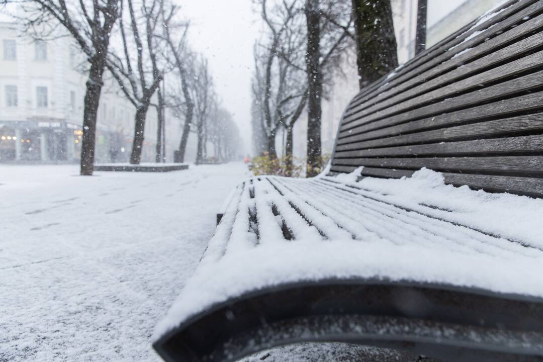 Kauną nuklojo balta sniego skraistė