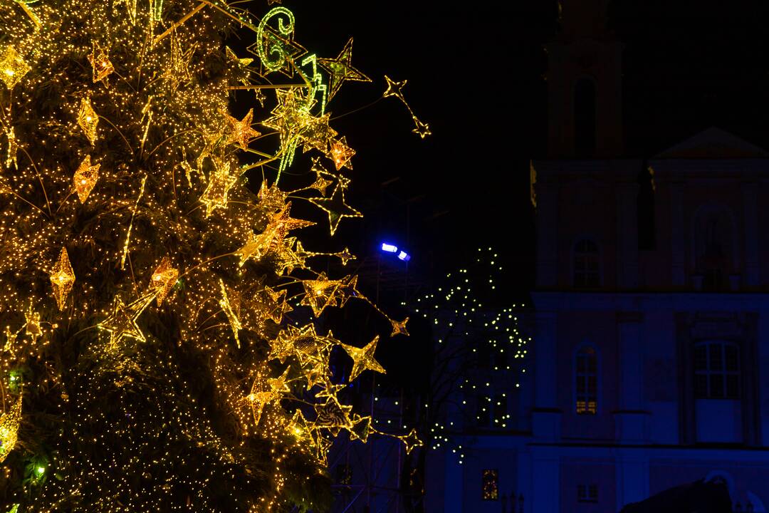 Žingsnis link Kalėdų: įžiebta žvaigždėmis puošta Kauno eglutė! 