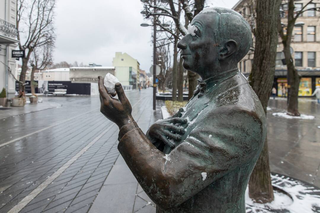 Kauną nuklojo balta sniego skraistė