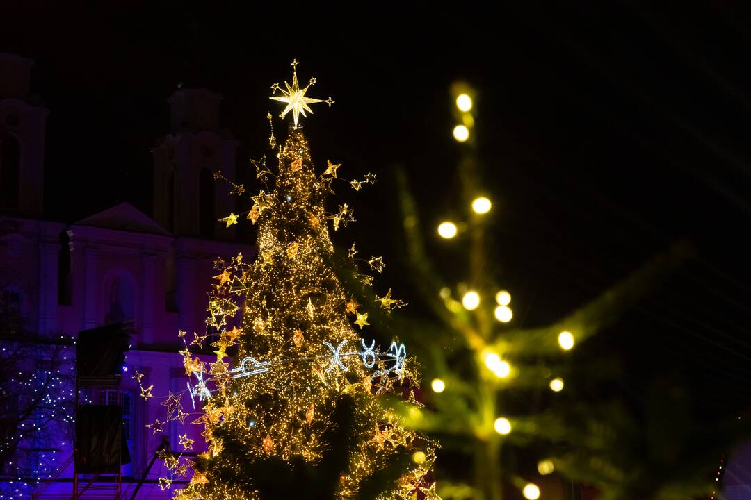 Žingsnis link Kalėdų: įžiebta žvaigždėmis puošta Kauno eglutė! 