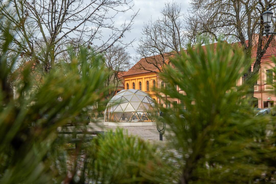 Rotušės aikštėje kyla Kalėdų miestelis