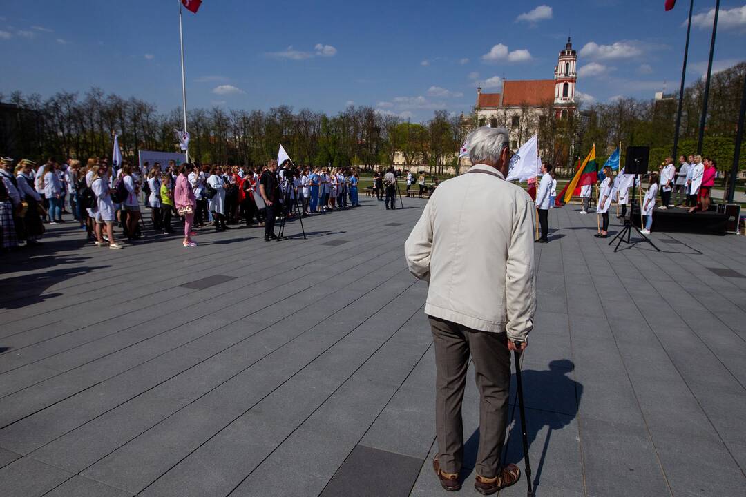 Jaunieji gydytojai Vilniuje surengė šventinį mitingą