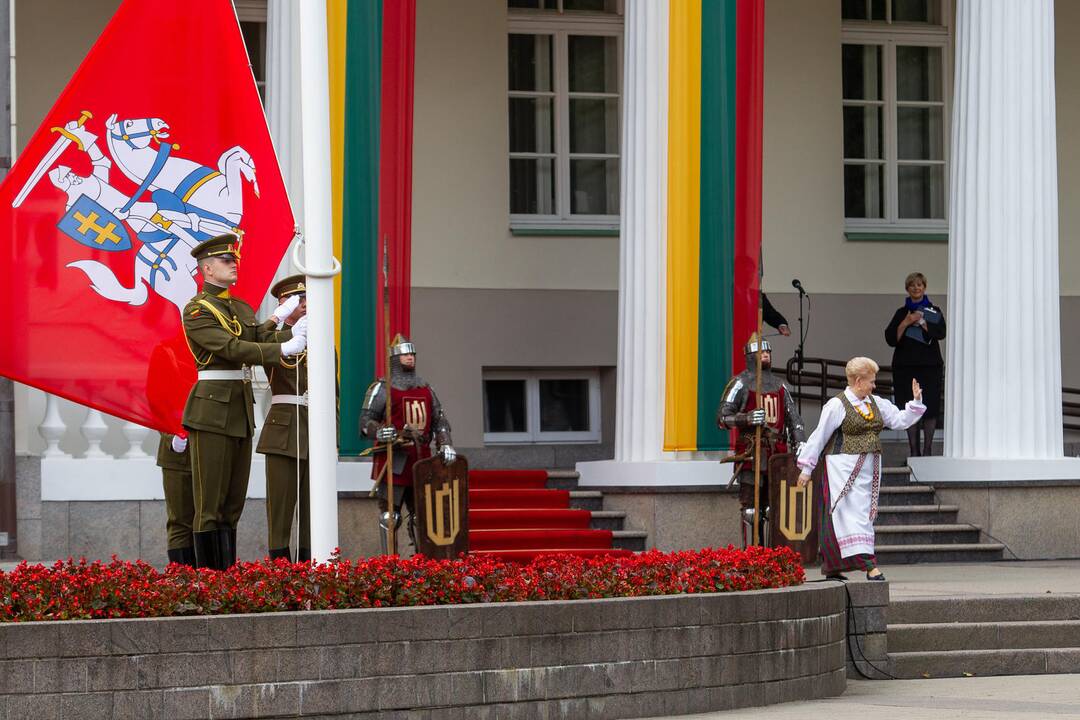 Vėliavų pakėlimo ceremonija S. Daukanto aikštėje