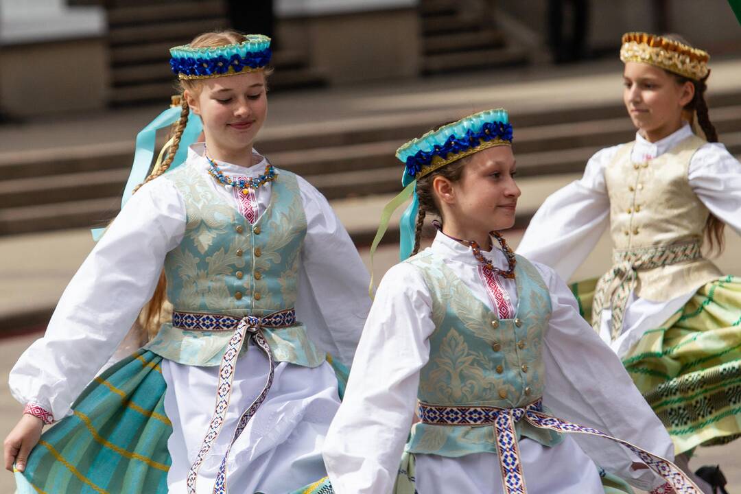 Vėliavų pakėlimo ceremonija S. Daukanto aikštėje