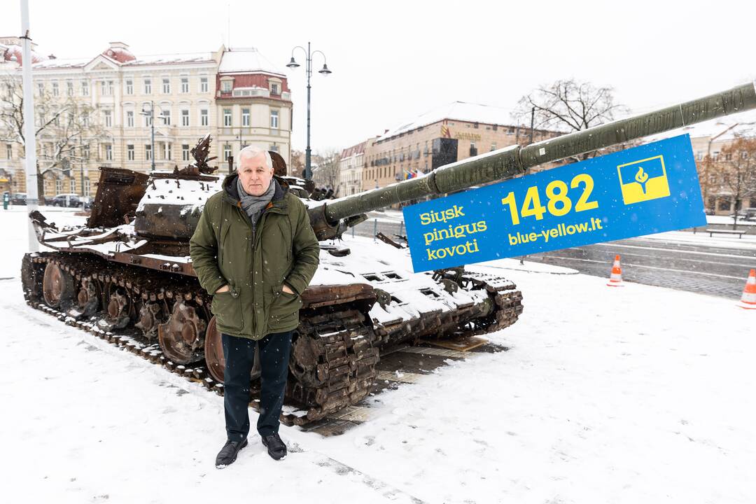 Vilniuje eksponuojamas ukrainiečių sunaikintas rusiškas tankas