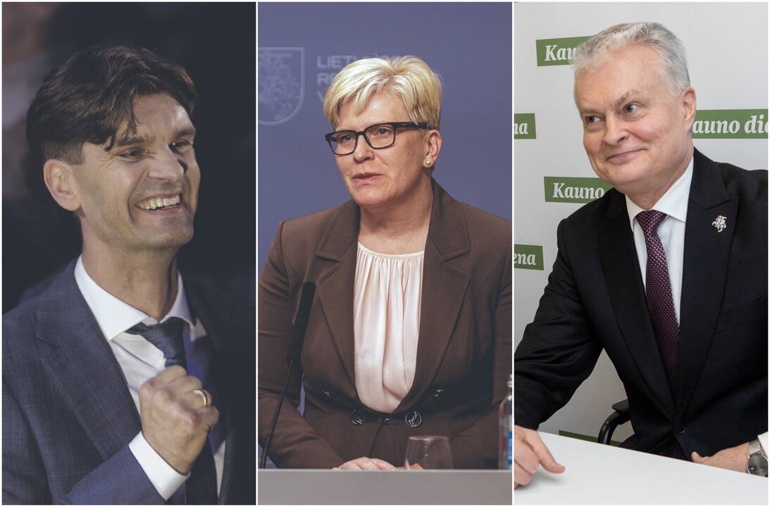 Lyderiai: remiantis apklausomis, visuomenė palankiausiai vertina G. Nausėdą (dešinėje), I. Vėgėlę ir I. Šimonytę.