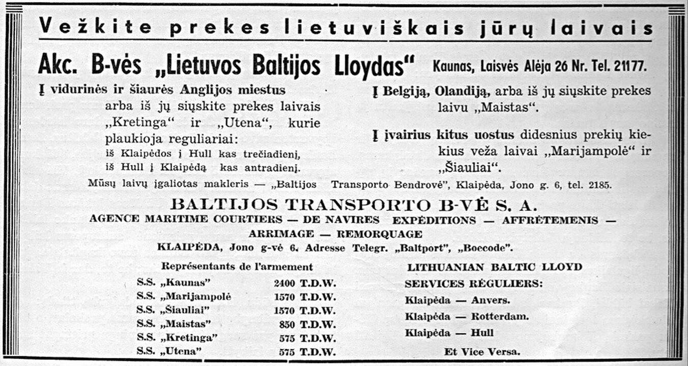 Istorija: laivas „Utena“ buvo vienas iš tų, kurį pražudė 1939 m. rugsėjį prasidėjęs II pasaulinis karas.