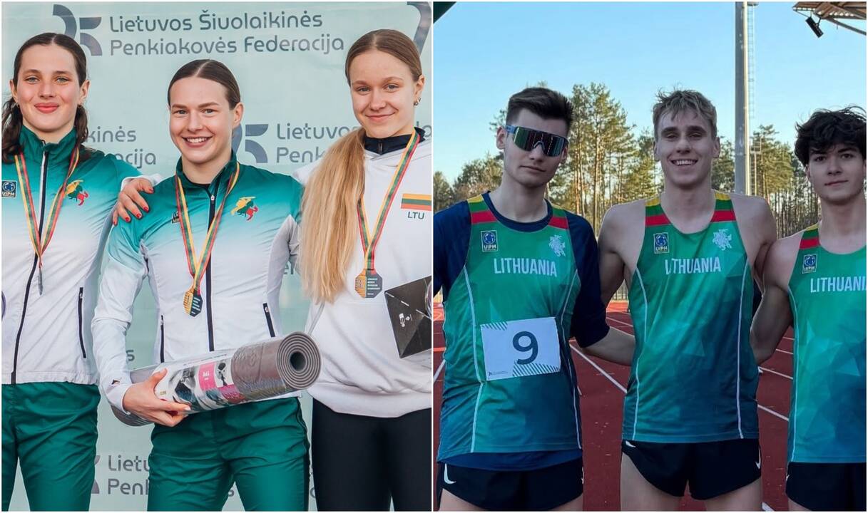 Prizininkai: medalius išsidalijo (nuotr. kairėje) M. Rutkauskaitė, E. Adomaitytė ir G. Pečiulytė bei (nuotr. dešinėje) T. Puronas, J. Kalaminskas ir L. Valeika.