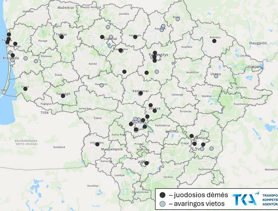 Informacija: interaktyviame juodųjų dėmių žemėlapyje – duomenys apie avaringas vietas.