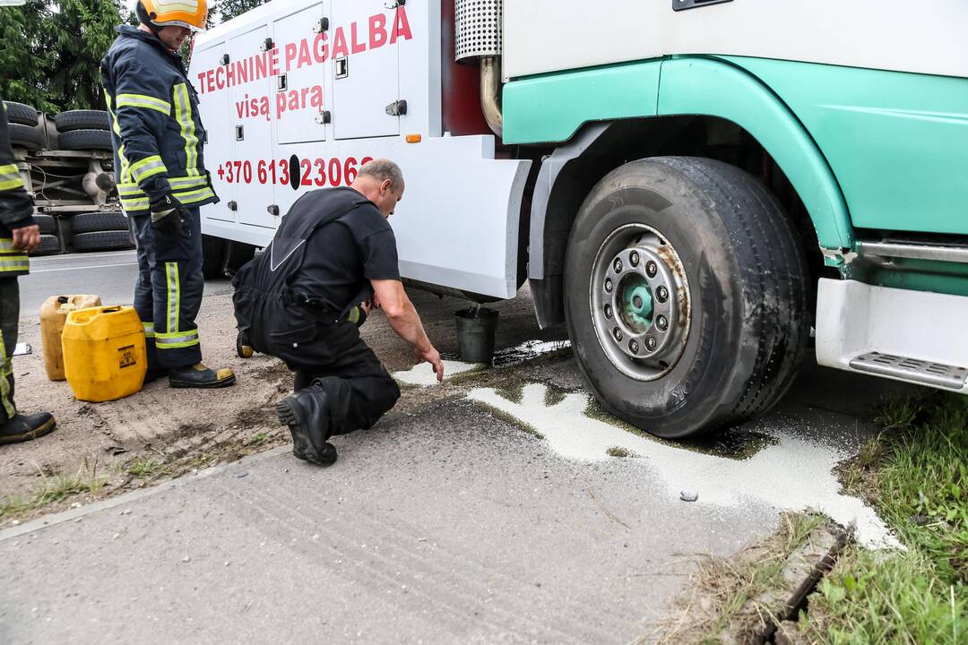 Lapėse apsivertė specialusis "Kauno švaros" automobilis