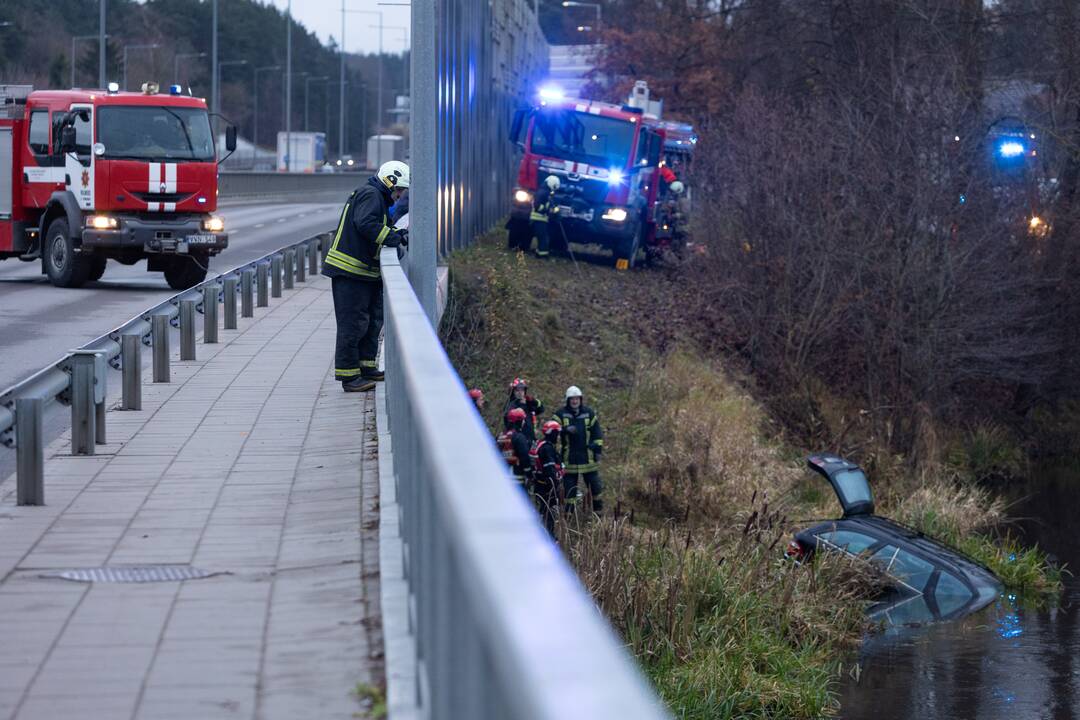 Į upę ties Grigiškėmis įlėkė automobilis