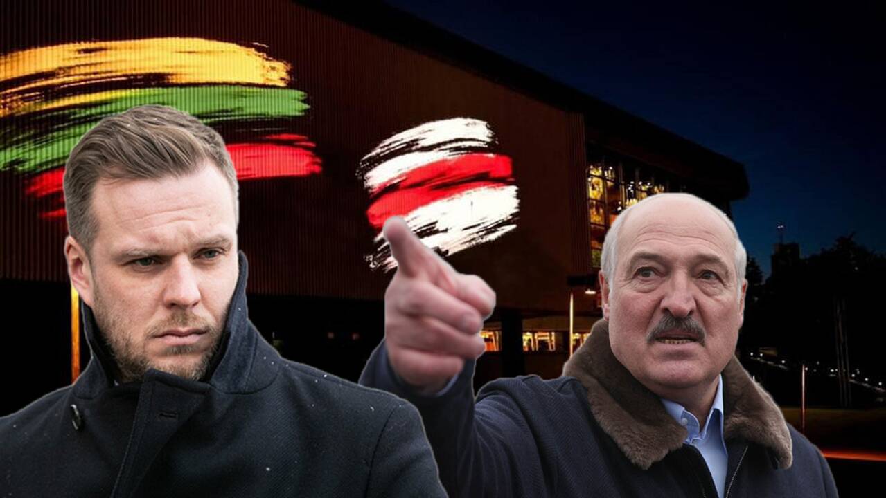 Gabrielius Landsbergis (kairėje), Aliaksandras Lukašenka (dešinėje)