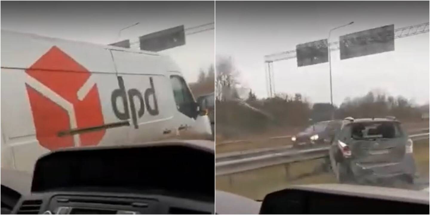 Po susidūrimo su „DPD“ autobusiuku „Toyota“ rėžėsi į atitvarus