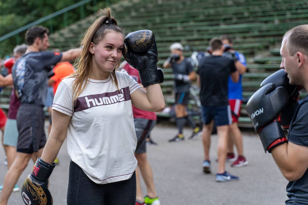 Tradicija: jau šeštą vasarą Dainų slėnyje sporto entuziastus suvienija bokso specialistai.