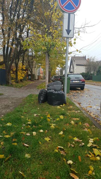 Kauniečiai ne vietoje palieka šiukšles ir juodų maišų kalnus
