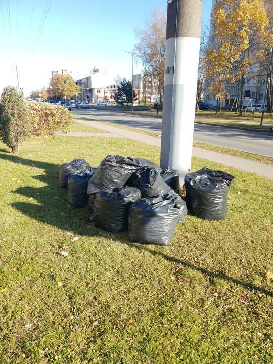 Kauniečiai ne vietoje palieka šiukšles ir juodų maišų kalnus